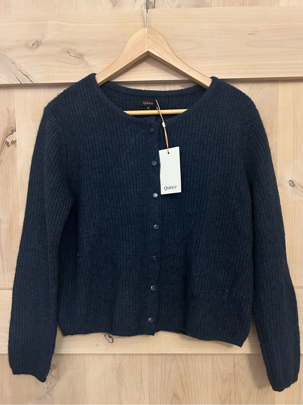 Quince Women's NWT 100% Yak Rib Crew Cardigan Sweater, Starry Night, Medium
